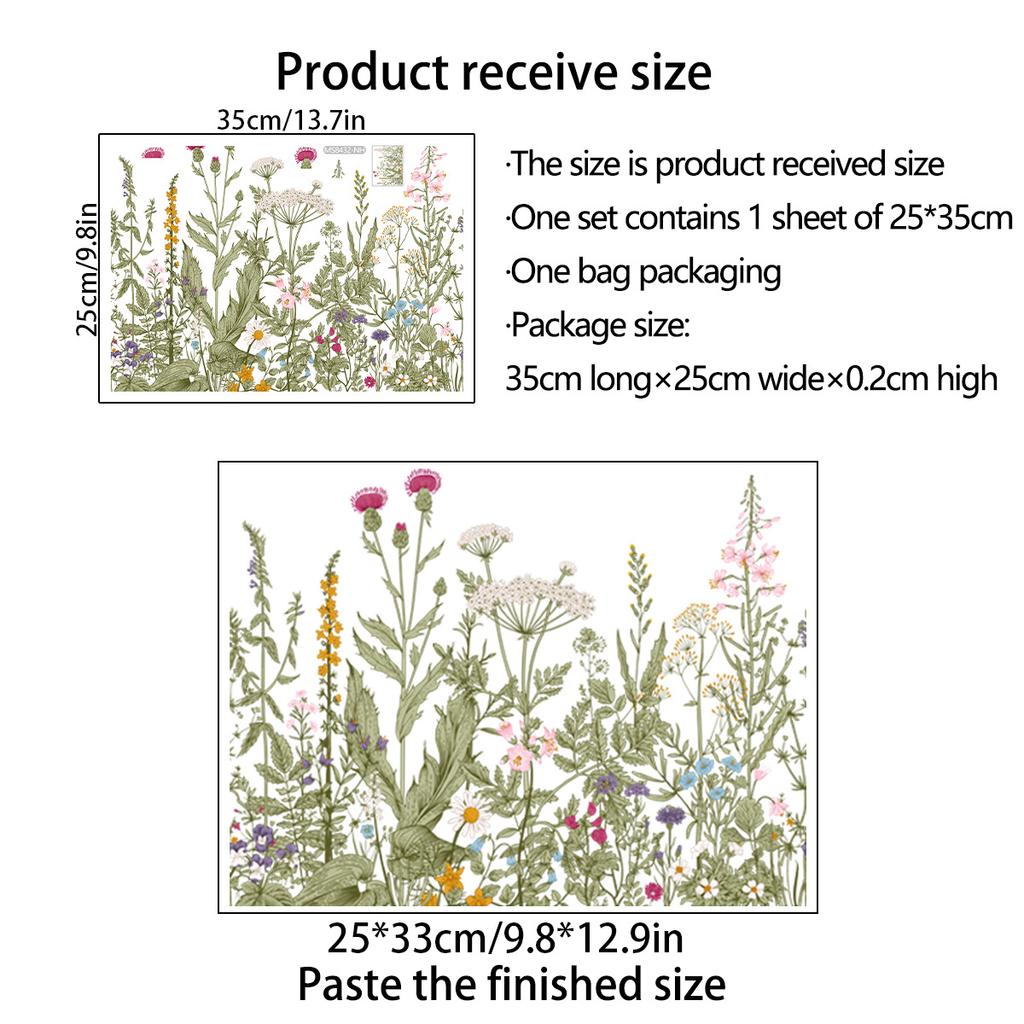 C43# Flowers Birds Various Green Plants Flowers Wall Sticker Bathroom Toilet Decor Decals Living Room Cabinet Home Decoration