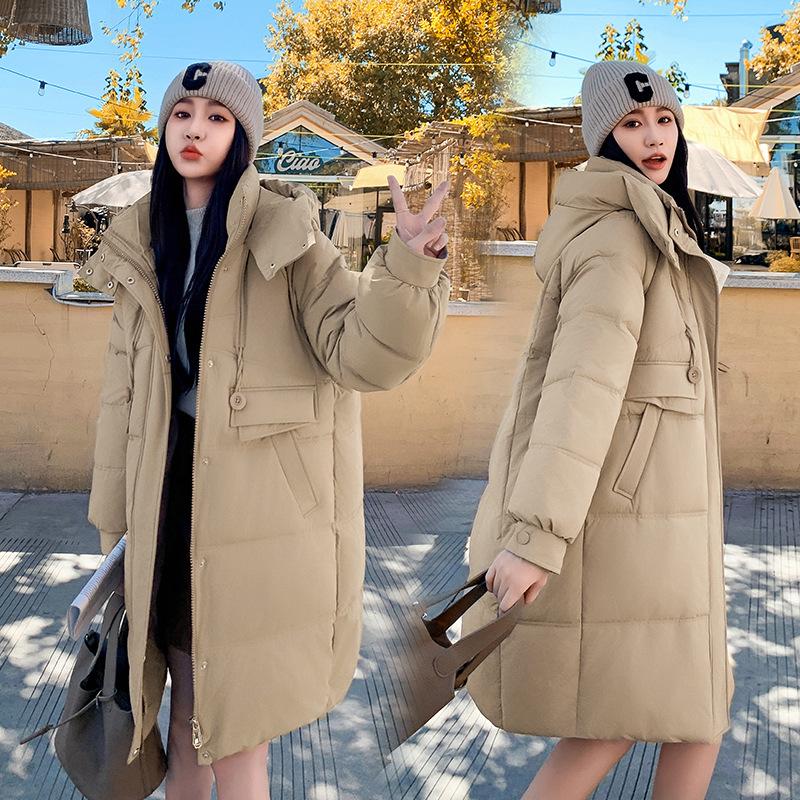 Cotton Jacket Women's Mid-length Over the Knee New Down Cotton Jacket Thickened Korean Version Loose Hooded Winter Versatile Jacket