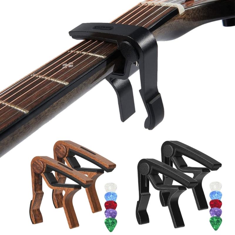 Guitar Capo Sliding Moving Capo Great for Electric Guitar Beginners, Guitar Tunings Tone Clip with 5 Guitar Plectrums