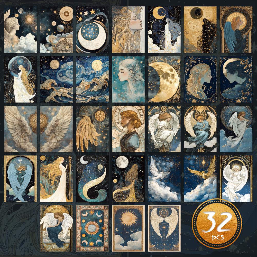 

32pcs, vintage mythological series postcards, room decoration stickers, brochure material, souvenirs, collectibles and mailing чистый