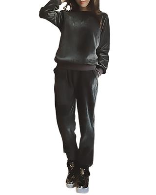 More Velvet Pajama Dark Size Loungewear M's Women's Set, Gray, L, Fall/Winter