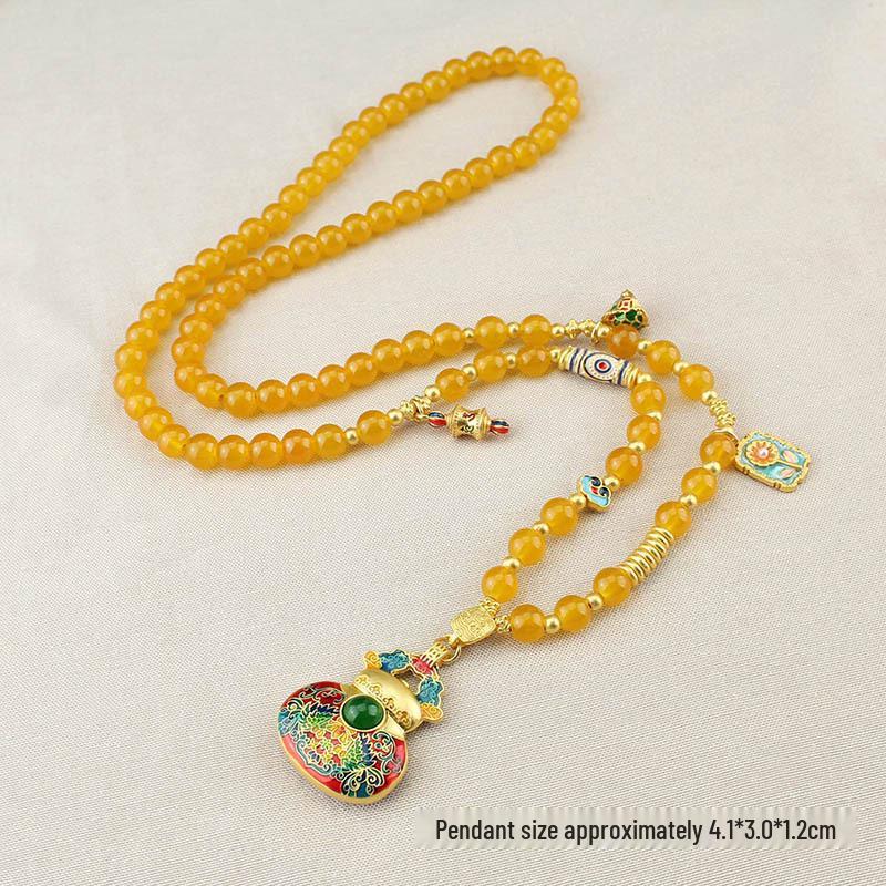 Round Pendant Golden Necklace: Women's Light Luxury Fashion Sweater Chain
