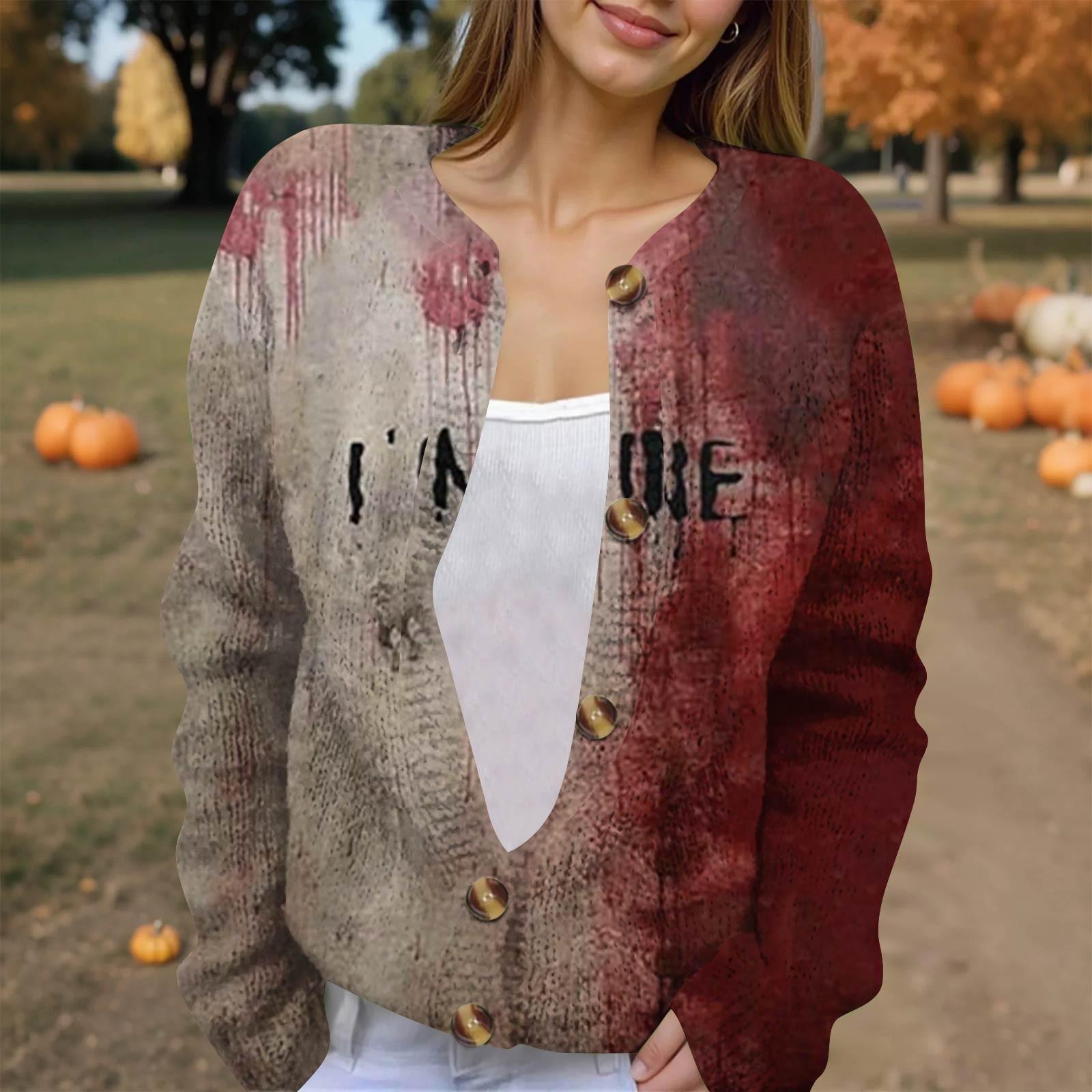 

Женская модная принтованная куртка с длинным рукавом и вязанным кардиганом на пуговицах XL киноварь