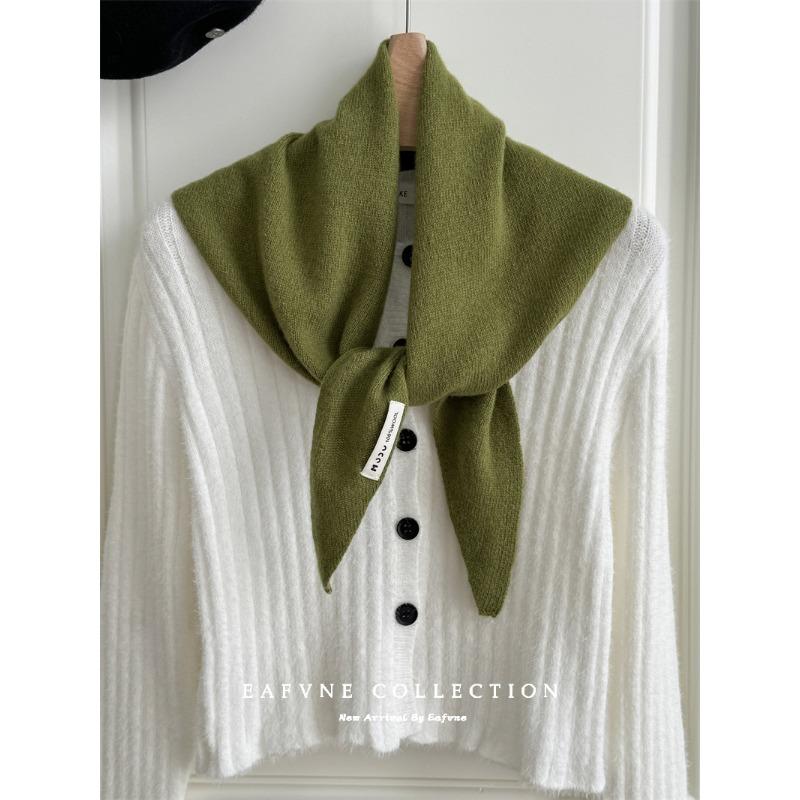 Triangular Scarf  Headscarf Knitted Striped Scarf  Women's Multi Functional Small Scarf