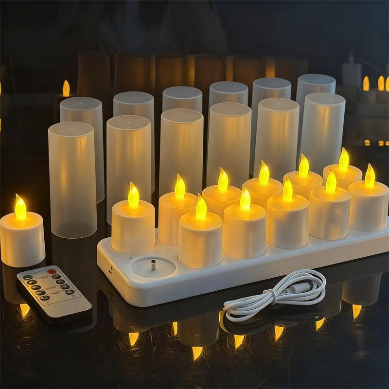 4/6/12Pcs LED Flameless Tea Light Candles USB Rechargeable Battery Operated Fake Candles For Wedding Valentine Home Party Decor