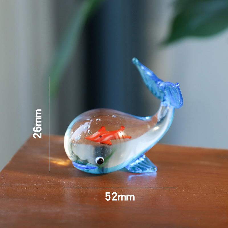Creative Mini Handcrafted Glass Fish Figurine Cute Transparent Fish Ornaments Desktop Decoration Home Office Decor Figurine New
