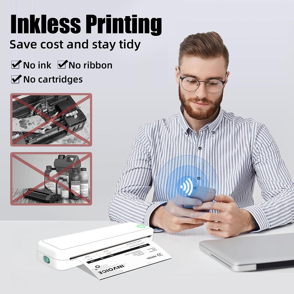 Wireless Mobile Travel Printer with Printing Paper BT Wireless Portable Printer Document Printing Maker Travel and Home Work Use