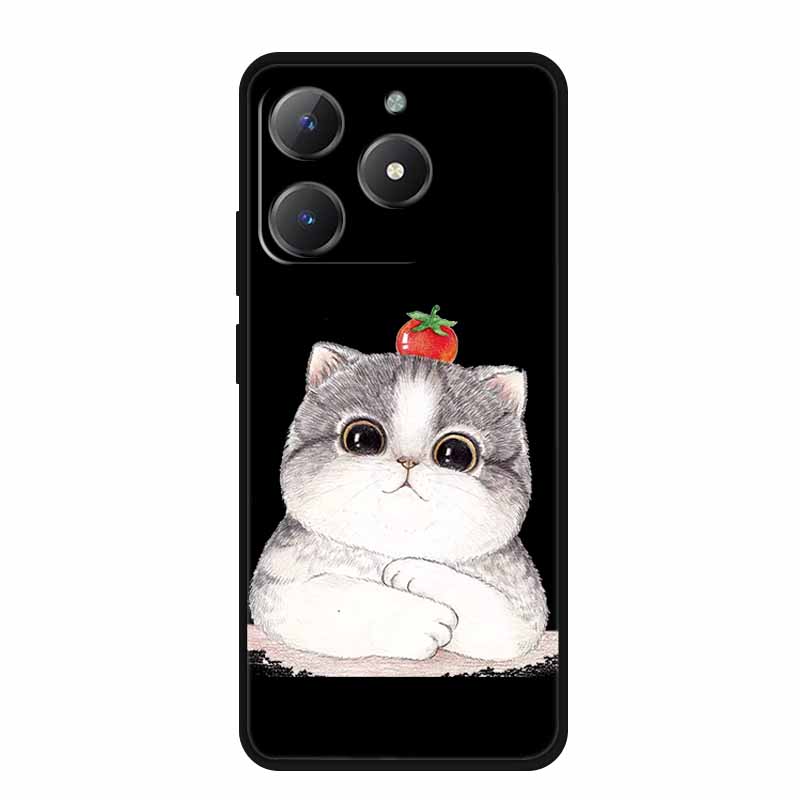 Black Silicone Case For Realme Narzo N61 Case N 61 Funda Cartoon Cat Soft Back Cover For Realme Note 60 Phone Case Shells Coque