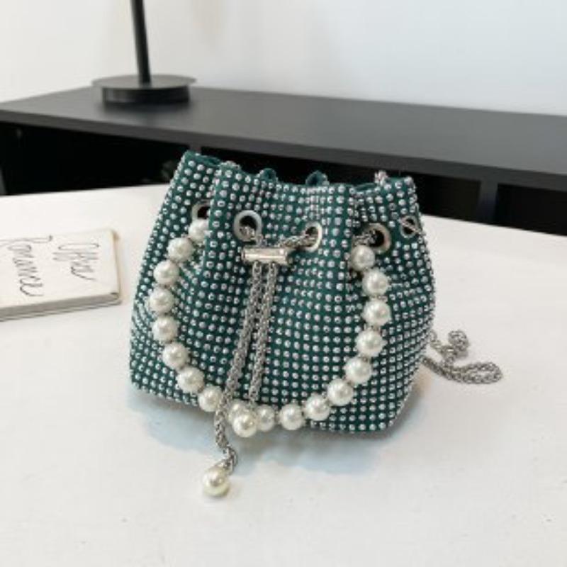 imple design mini bucket bag, popular bright diamond bag women's versatile new versatile chain messenger bag