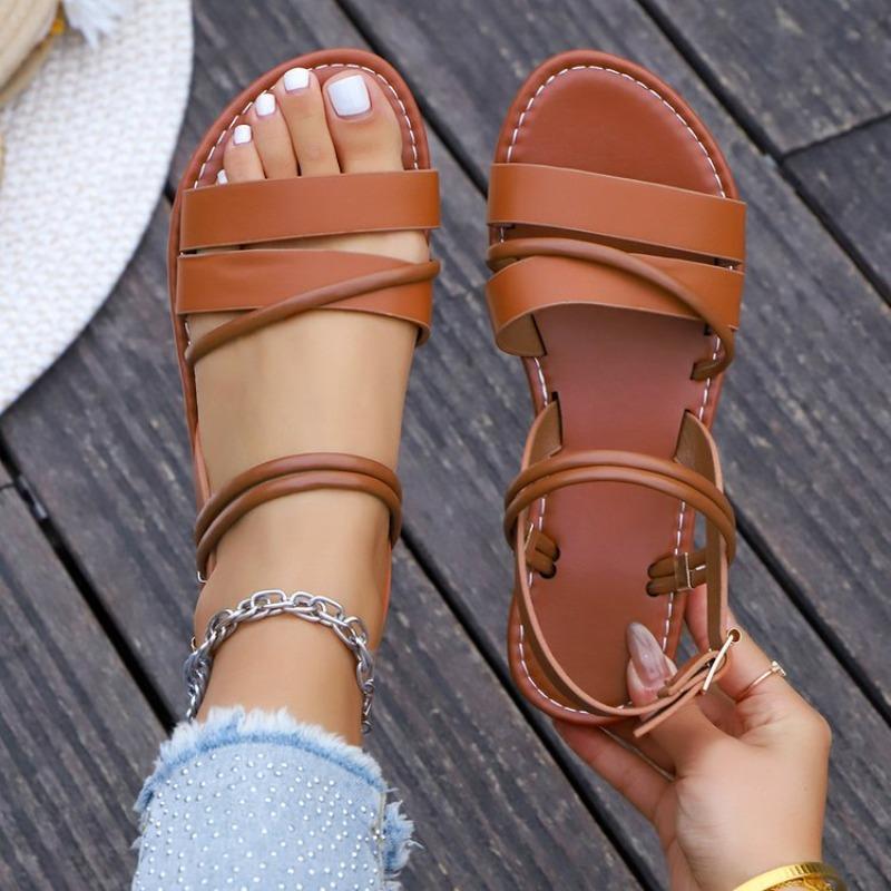 Fashion Summer New Round Toe Comfortable and Lightweight Casual Sandals Fashionable Large-size Open-toe Outer Wear Slippers for Women's