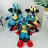 New Cute Lucario Plush Set 3pcs Normal Shiny Mega Form Cute Fighting Steel Type Character Soft Stuffed Doll for Fans Birthday Gift Home Decor