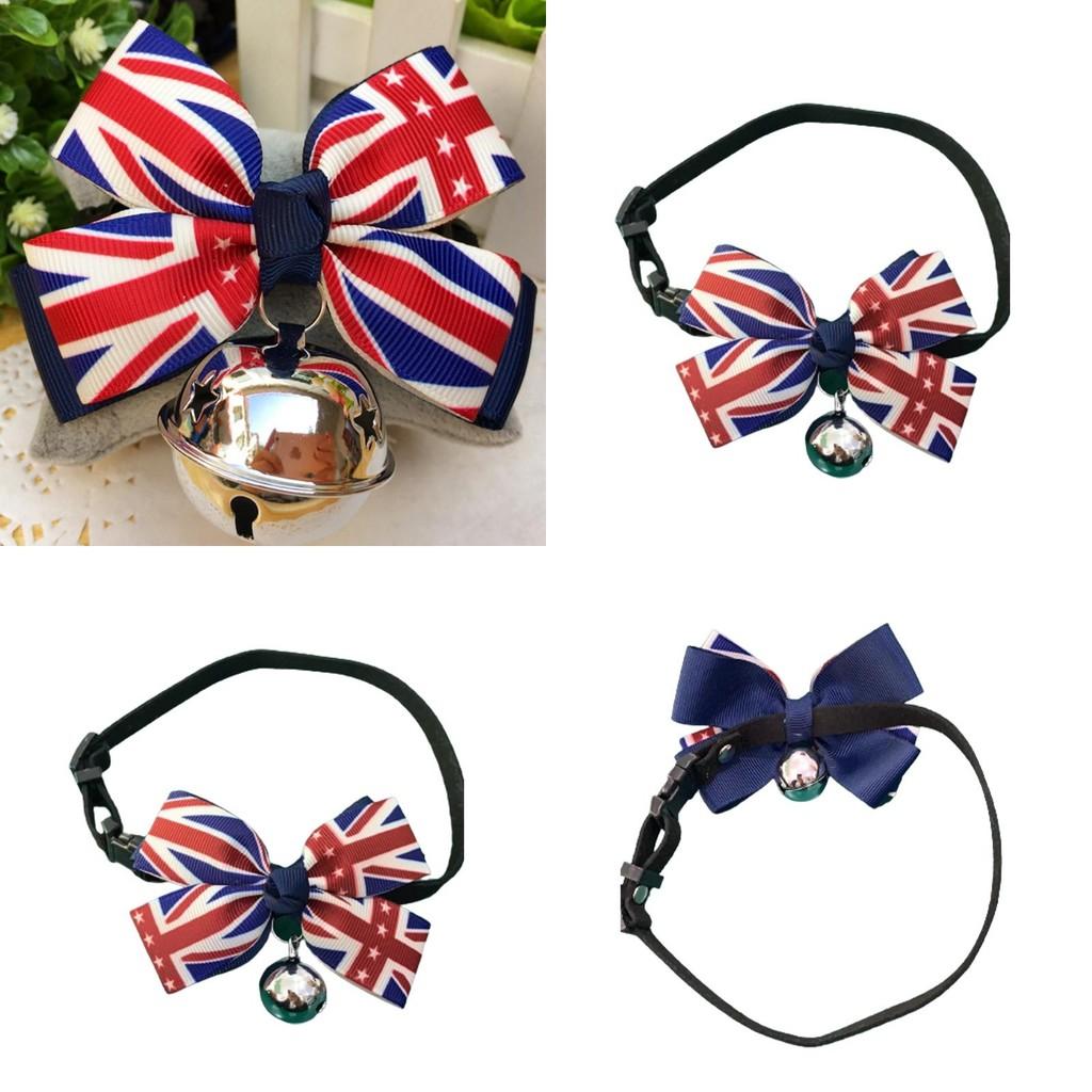 Union Jack Bow Tie Pet Collar With Bell Ideal For Small To Medium Sized Dogs And Cats