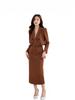 Plus Size 300 Jin Korean Autumn Double-Breasted Lapel Top and High-Waisted Slimming Skirt Set