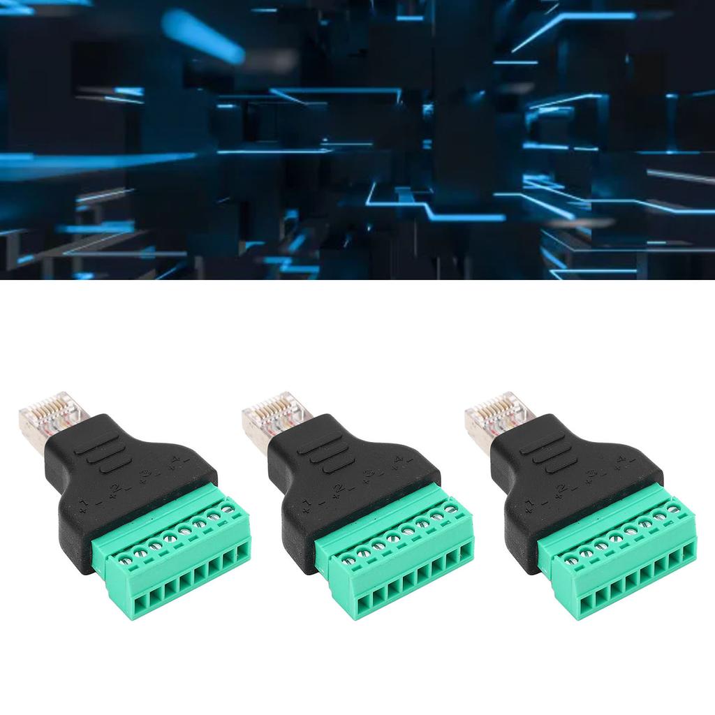 3Pcs RJ45 Screw Terminal Adapter RJ45 Female Thread To 8 Pin Network Connector Welding Free