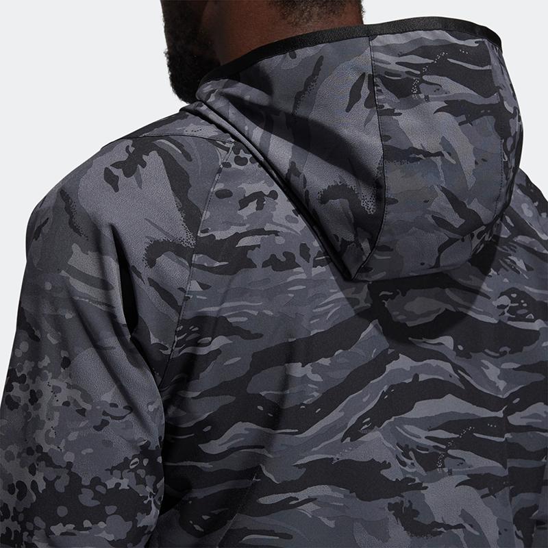 Adidas Camo Print Hooded Zip Jacket Men Outerwear Black GL8926
