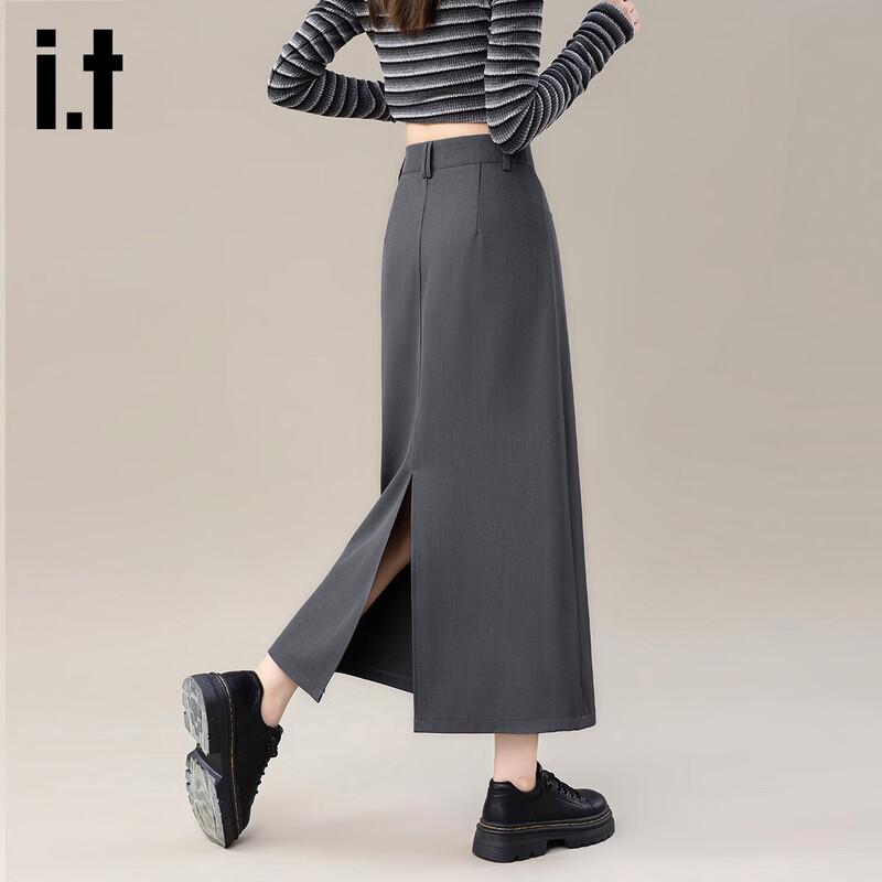 izzue it Women s Back Slit A-Line Midi Skirt XL