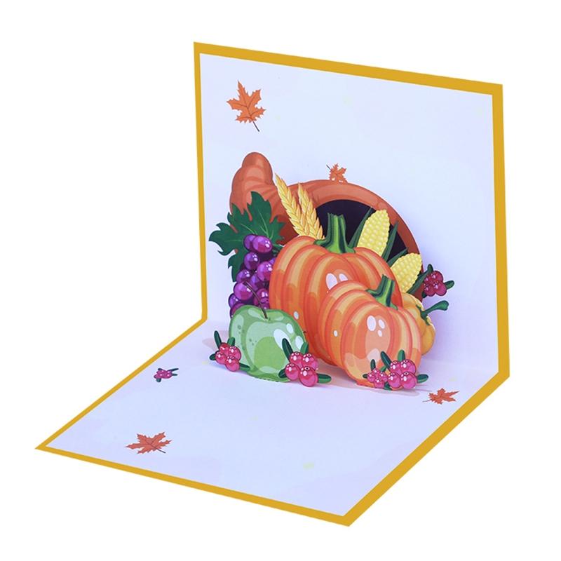 3D for Pop Up Thanksgiving Pumpkin Greeting Card Surprise Mysterious for Autumn Children Festival Holiday Gift