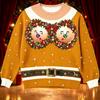 Women's Christmas Print Long Sleeve Crewneck Knit Sweater Casual Pullover