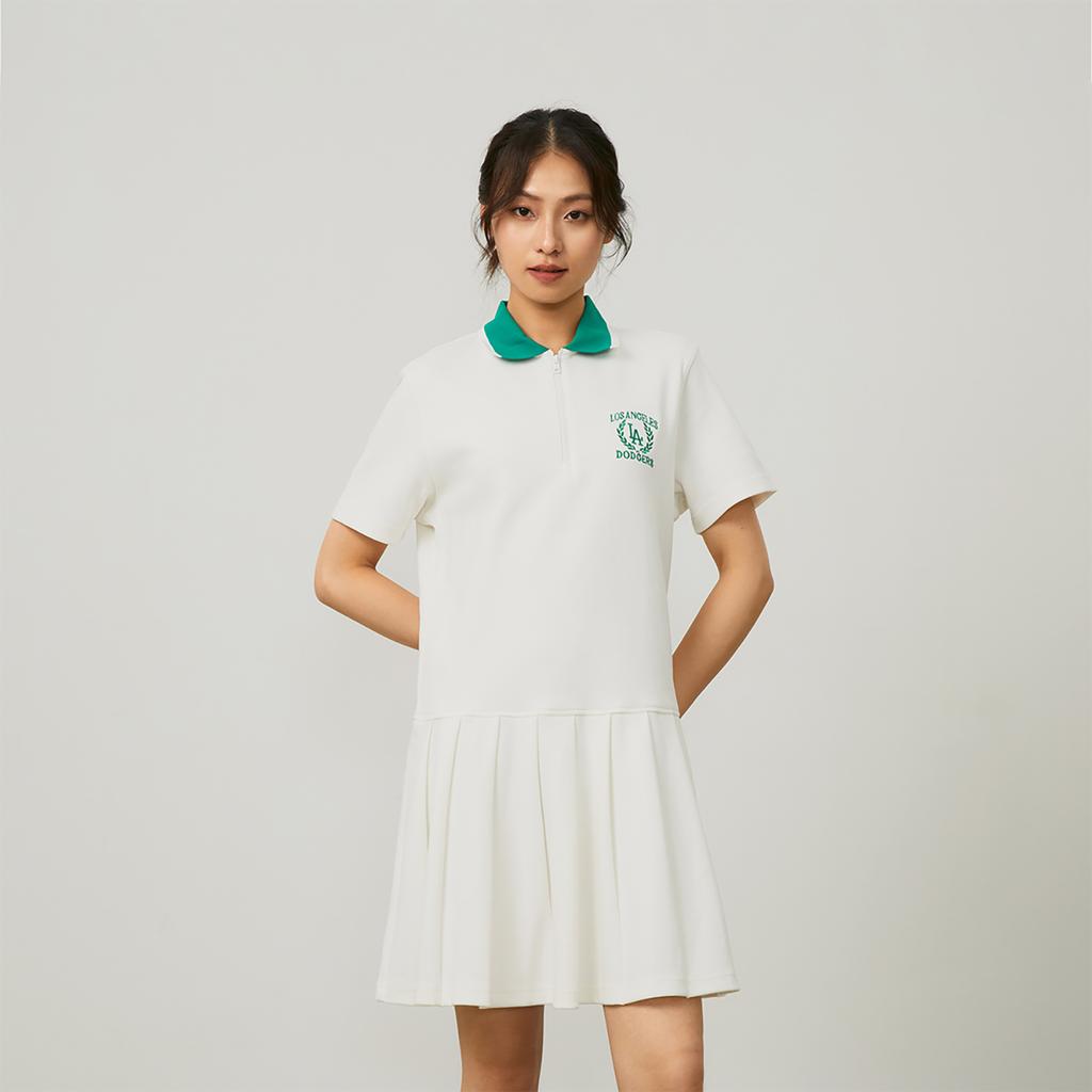 New MLB Short Sleeved Dresses Women's White 3FOPV0443-07CRS