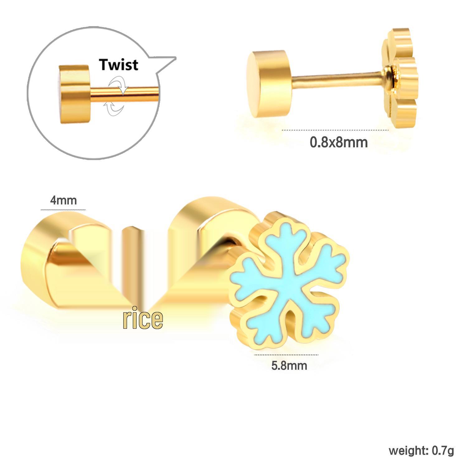 

Blue Drip Oil Snowflake Stainless Steel Stud Earrings for Women