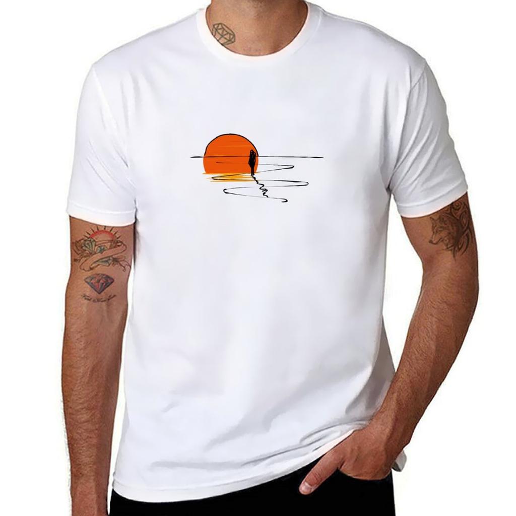 Sunset Tshirt Minimalist Plain Crew Neck Tshirt