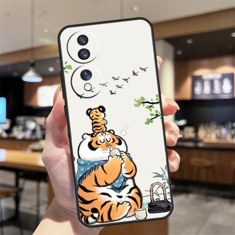 Cartoon Fat Tiger Case For Honor Magic 8 6 7 Pro Honor 400 200 70 90 Lite X8b X8c X9a X9b X9c X9d Win RT Cover
