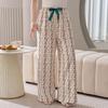 Cotton Silk Family Spring and Autumn Women's Cotton Silk Pajama Pants Wide-leg Pants Thin Artificial Cotton Can Be Worn Outside Casual Home Pants