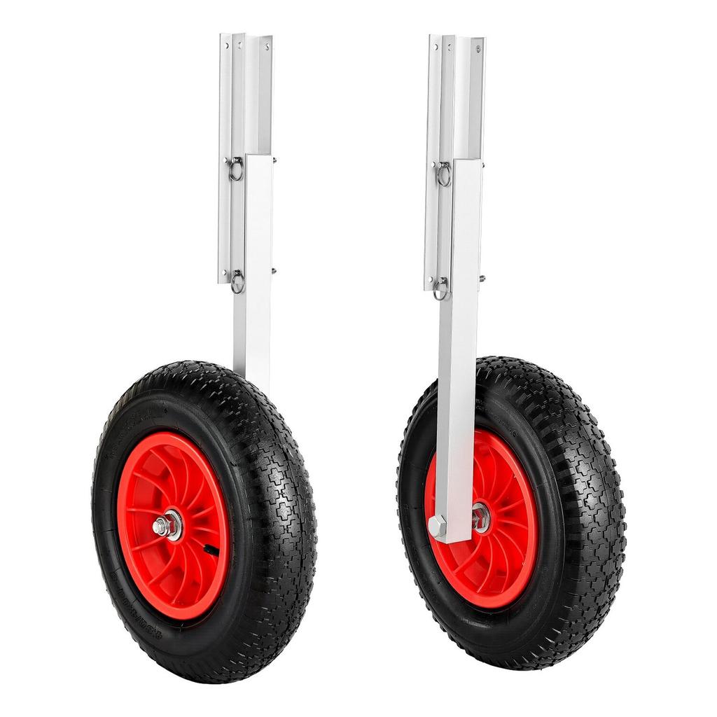 Boat Launching Wheels, 136.1 Kg Load Capacity, 381 Mm Aluminium Alloy Transom Wheel with Inflatable Rubber Tires, Folding Launch Wheels with 4 Quick