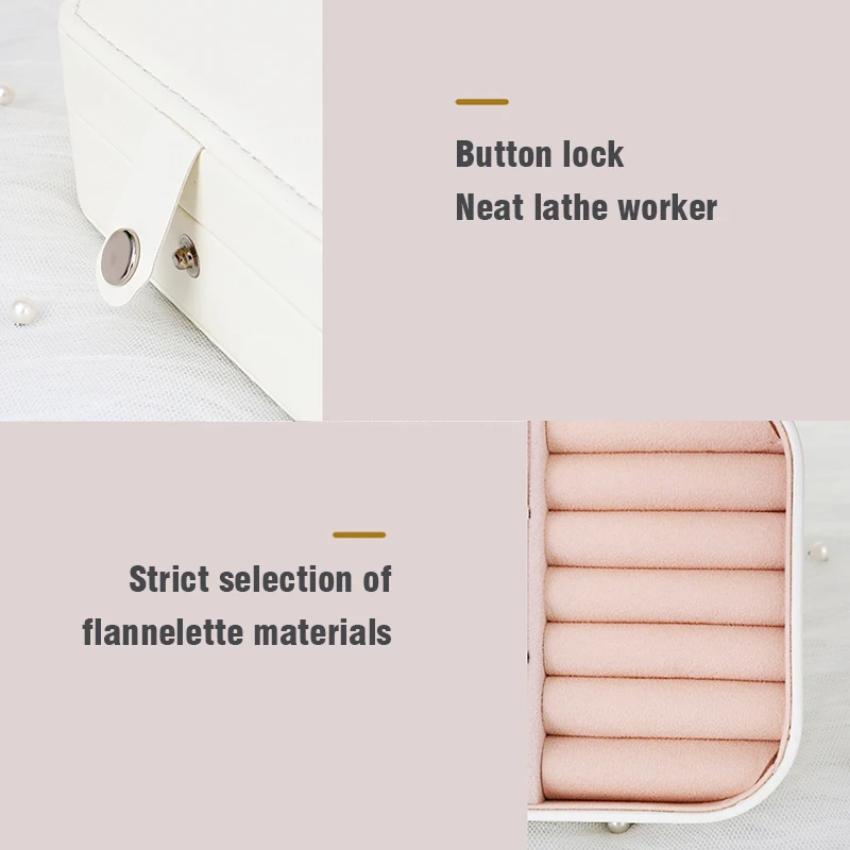 1 boîte de rangement portable à double couche pour bijoux - Organisez vos boucles d'oreilles, colliers et bagues - Organisateur de bureau en cuir PU pour une utilisation à l'hôtel