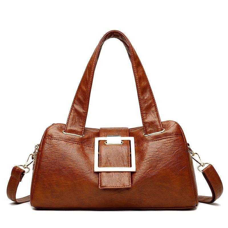 Soft Leather Crossbody Shoulder Handbag Large Capacity Multi-layer Bag