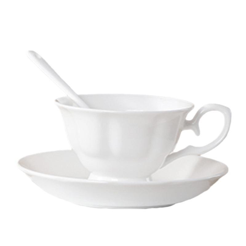 Nordic Style Bone China Coffee Set - Gold Trimmed Butterfly Design Cups (White).