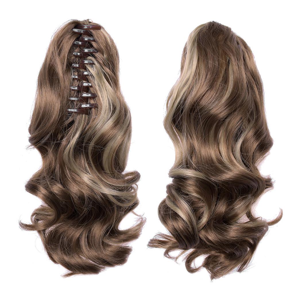 Langes Haar, Dutt, Perücke, Pferdeschwanz, matt, Hochtemperatur-Seidenfaser, Krallenklammer, 43,2 cm