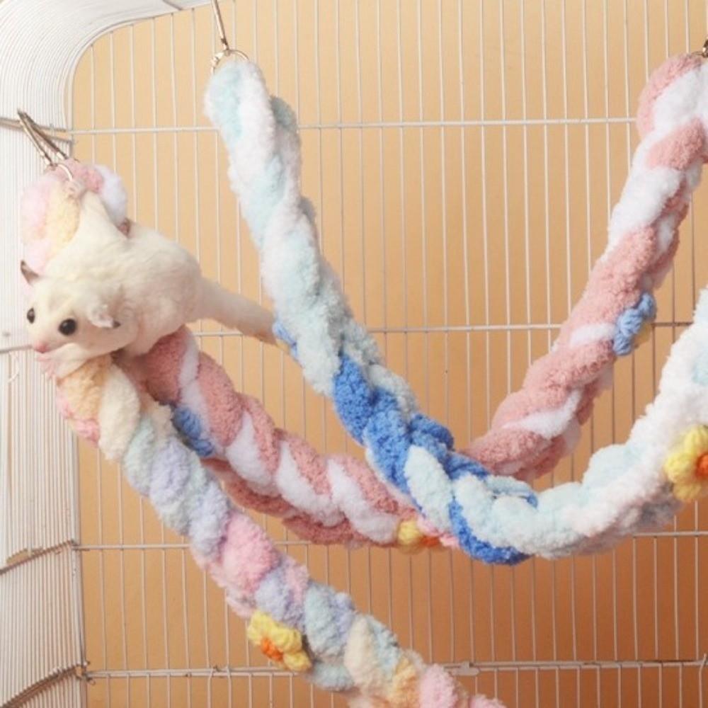 Cotton Rope Hamster Hanging Swing Chew Resistant Interactive Birds Climbing Rope Entertainment Hand-Braided Knot Pet Swing Rope