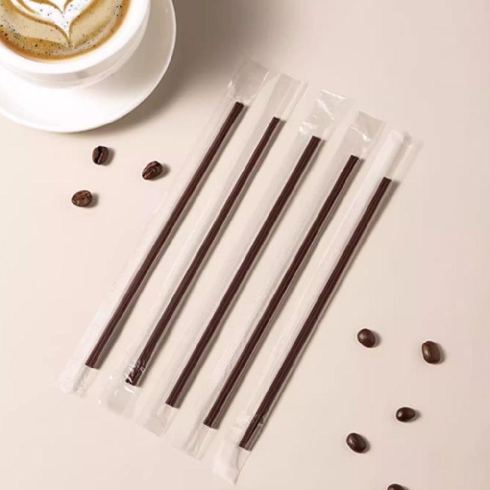 Double-Hole Coffee Straw Brown Drinking Straw Bar Accessory Coffee Stirring Stick Office