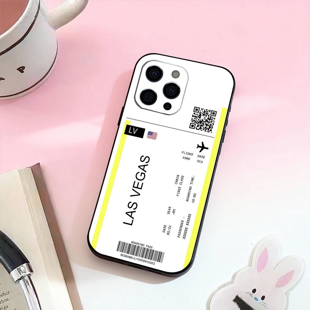 Boarding Pass Plane Ticket Phone Case Silicone Soft For IPhone 17,16,15,14,13,12,11,XS,Plus Pro Max