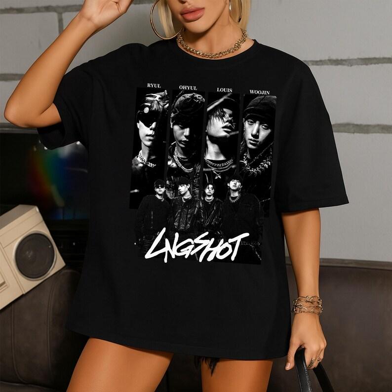 2026 LNGSHOT Kpop Графическая футболка, Футболка Lngshot 4shoboiz, Футболка Lngshot Moonwalkin, Футболка Lngshot Backseat, Свитшот с Kpop участниками Lngshot 4XL