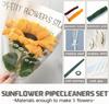 Sunflower Pipe Cleaner Kit with 270 Pcs Pipe Cleaners Colourful, Floral Wire, Floral Tape, Glue Sticks,Wrapping Paper and Ribbon