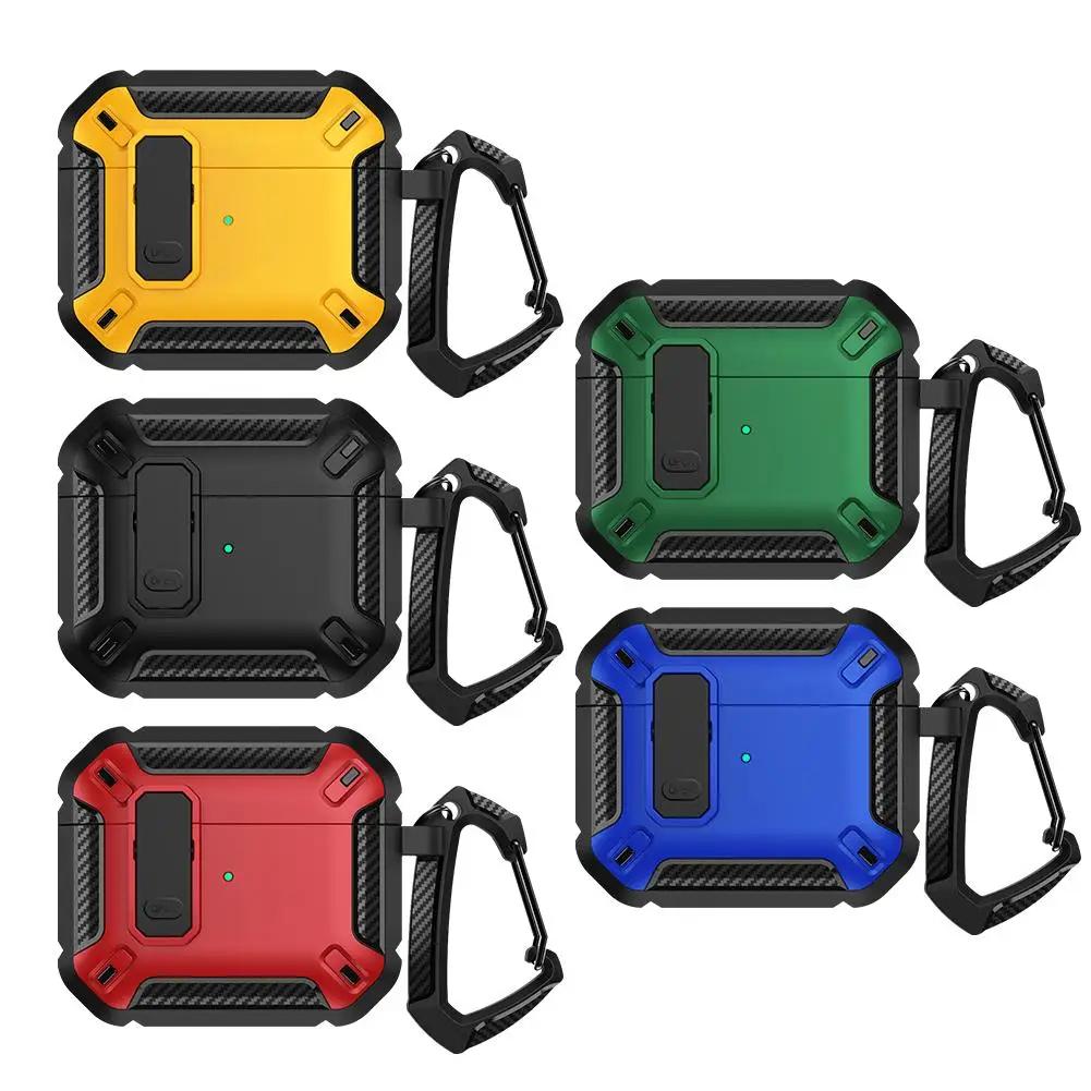 Skyddsfodral för Airpods 4 Fodral Lyxigt Hörlursfodral för Apple Airpods4 Air Pods Pro Stötsäkert Hölje med Krok