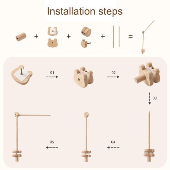Wooden Baby Rattle Crib Bracket Rotatable Infant Rattle Toy Hanger Holder Newborn Rattle Bell Decorative Hanging Arm Universal Crib Accessories