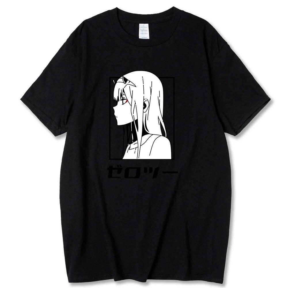 Tricou cu anime japonez Darling In The Franxx unisex Kawaii Cartoon Zero Two Tricou Harajuku Unisex Topuri Unisexga Tricou grafic Bărbați Unisex