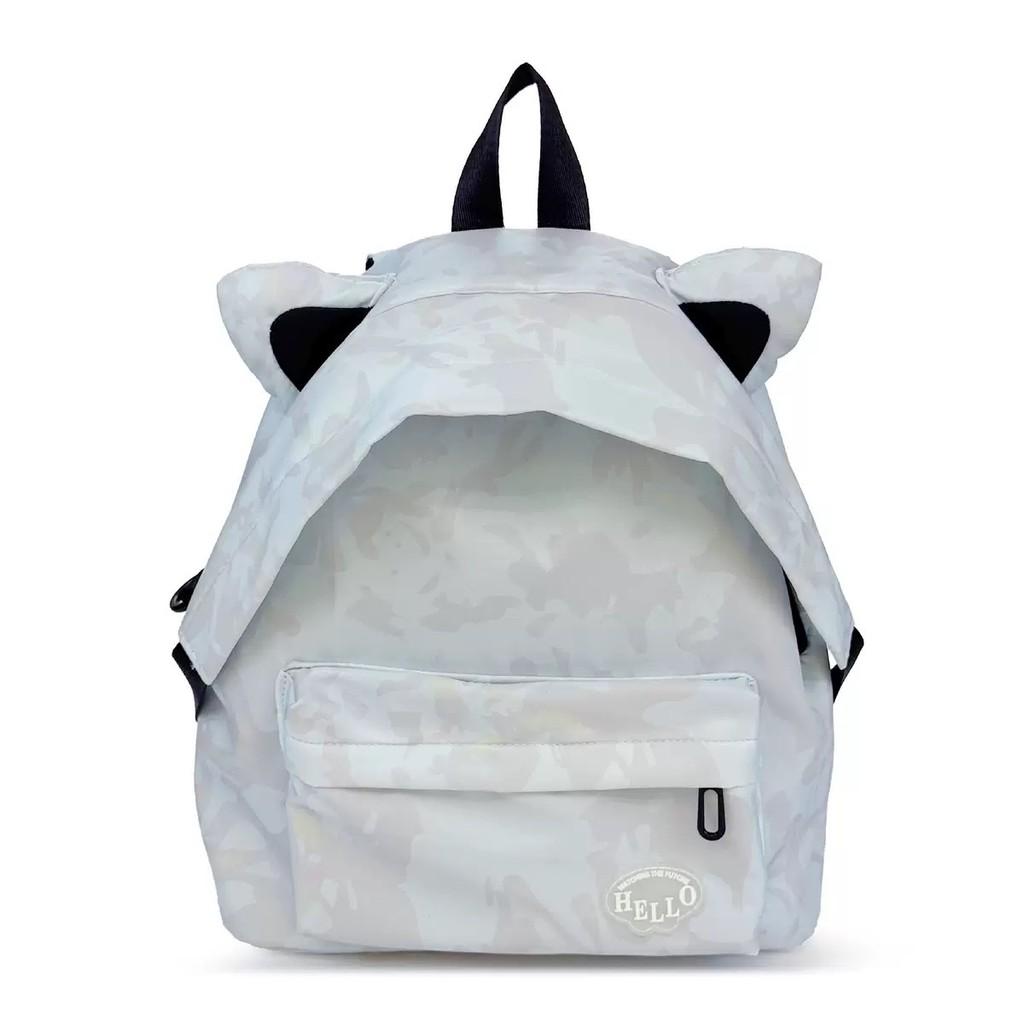 Cartoon Cat Ear Backpack For Girls With Nylon Material And Spacious Design For Daily Use