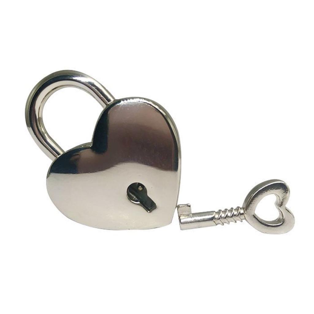 Metalen Wensslot Mini Hart Vintage Hangsloten Met Sleutel Sieradendoos Decoratief Hangslot voor Geliefden, Meisjes, Studenten
