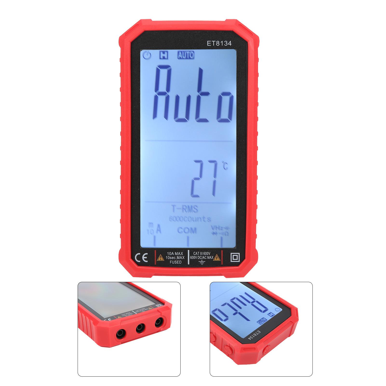 

ET8134 Full Screen Multimeter Voltage Current Resistance Capacitance Tester with Color Change Alarm