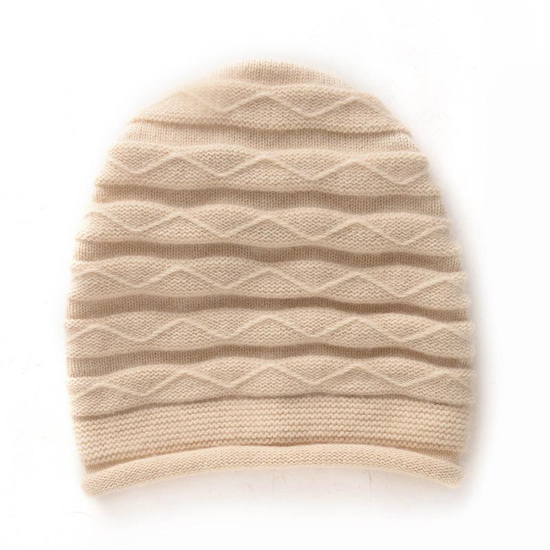 Autumn and winter cashmere knitted hat fashionable versatile thickened warm men's and women's cashmere ear protector wool hat