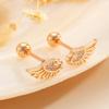 Sweet Cool Spicy Girl Style Micro-Inlaid Zirconia Angel Wing Couple Cartilage Ear Stud