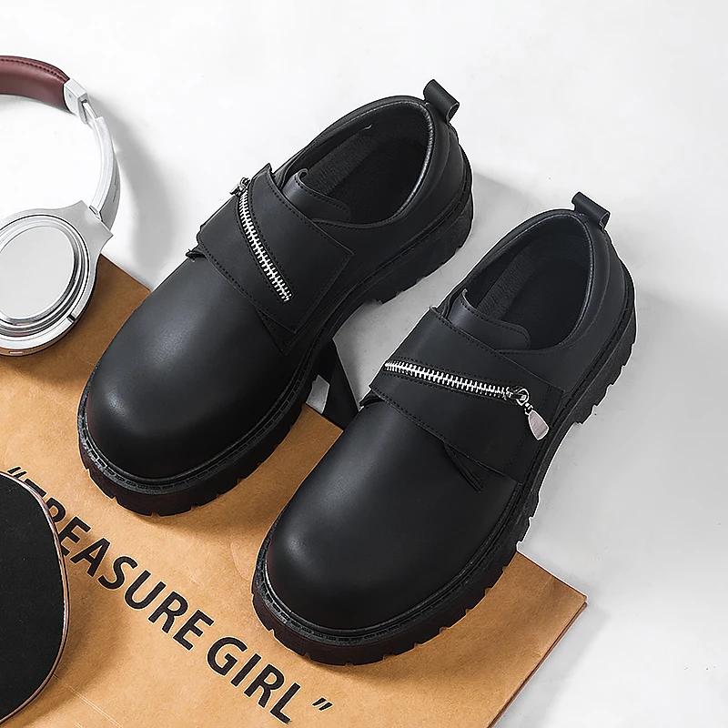 Fashion Men Casual Thick Bottom Heightening Business Loafers New Casual Leather Antiskid Walking Shoes Comfy Tooling Oxford Shoe
