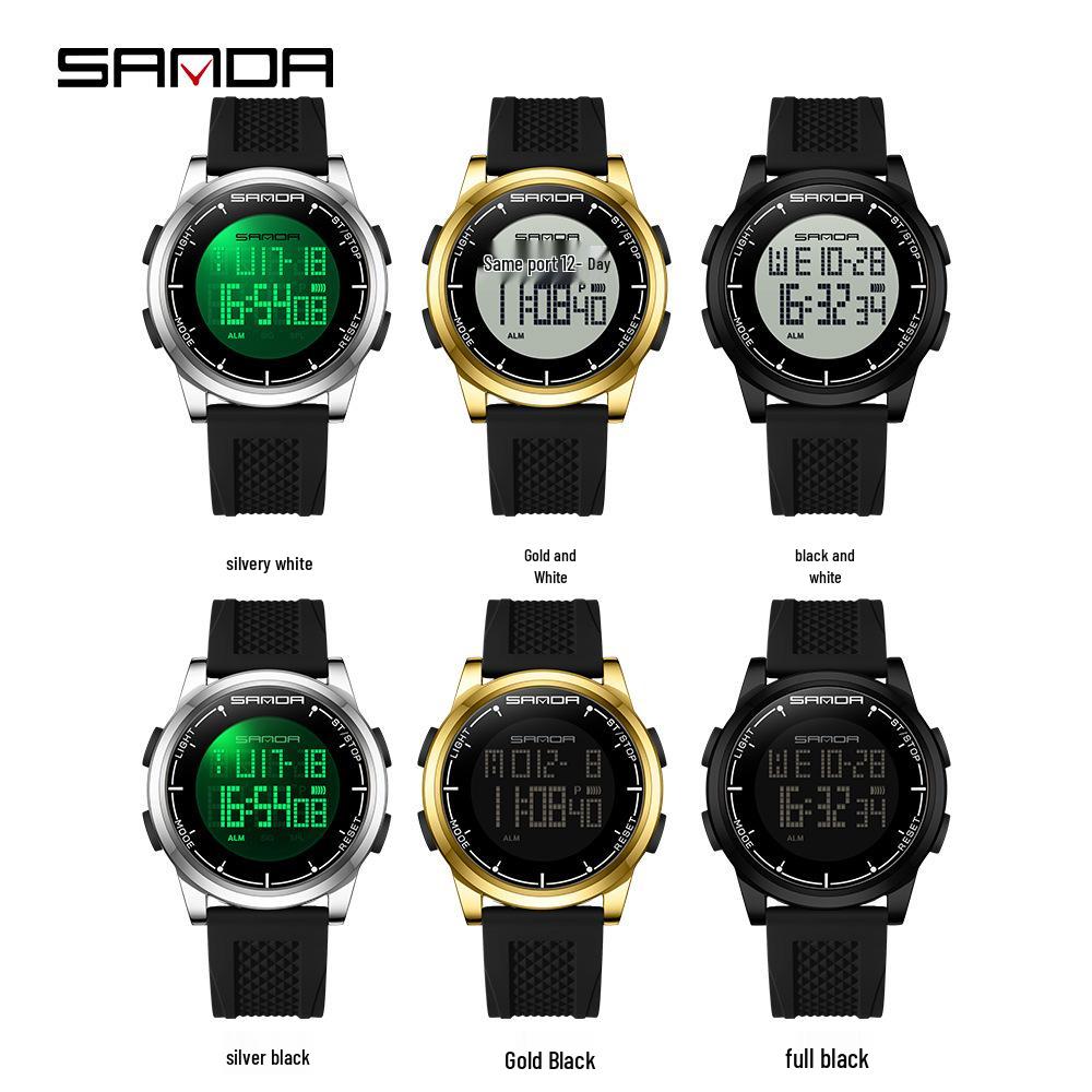 Sanda Luminous Men's Multifunctional Waterproof Digital Watch with Stopwatch and Alarm Clock  