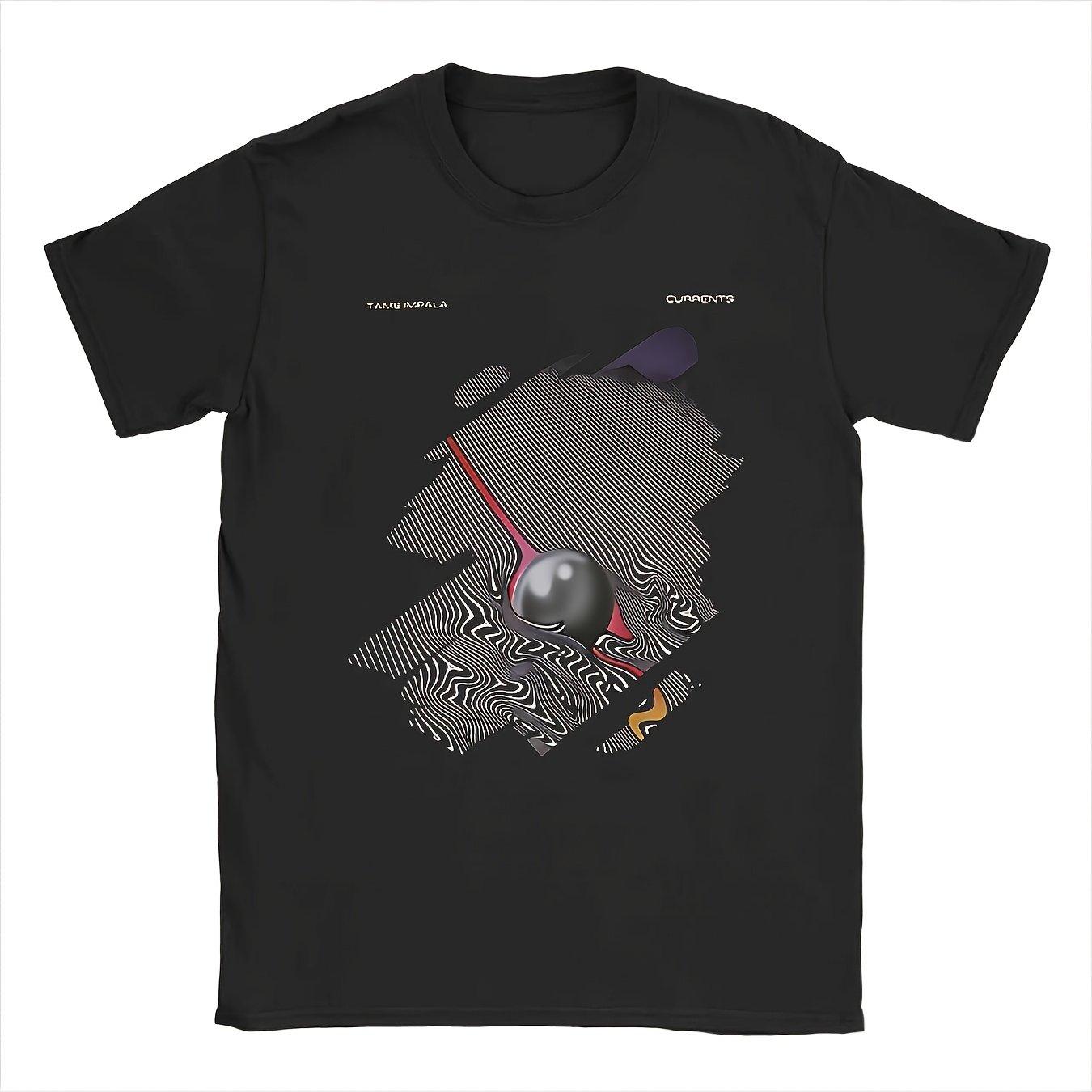 Unisexs Tame Impala Currents Album Art TShirt Cotton Tee with Iconic Logo Print Casual Music Merch Gift for Fans S