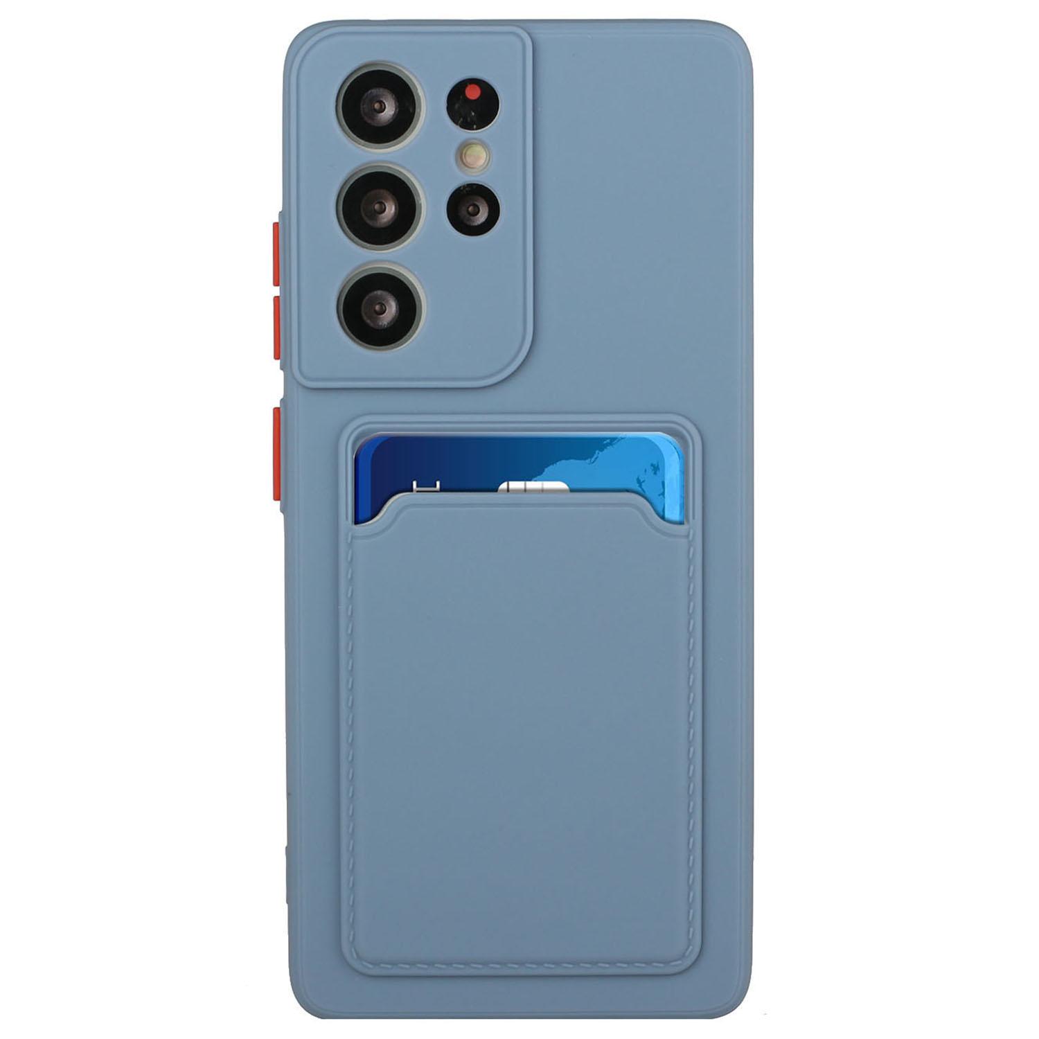 

Для Samsung Galaxy S24 Ultra TPU чехол с отделением для карт матовый чехол для телефона Grey Blue