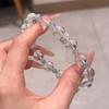 Natural Brazilian aquamarine and white crystal original design bracelet for women, a birthday gift for a best friend